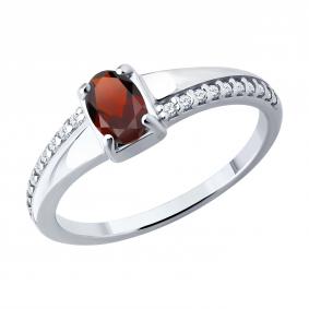 Серебряное кольцо SOKOLOV 92014829 с фианитом и гранатом 92014829 фото