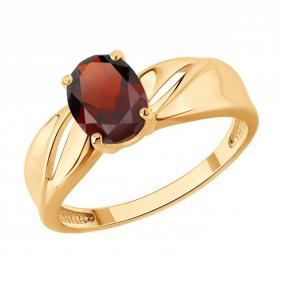 Кольцо из золочёного серебра SOKOLOV 92014849 с гранатом 92014849 фото