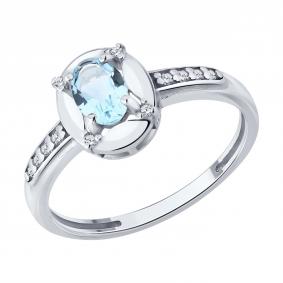 Серебряное кольцо SOKOLOV 92014853 с топазом и фианитом 92014853 фото