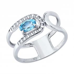 Серебряное кольцо SOKOLOV 92014865 с топазом и фианитом 92014865 фото
