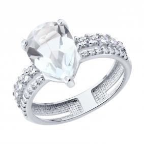 Серебряное кольцо SOKOLOV 92014876 с фианитом и горным хрусталём 92014876 фото