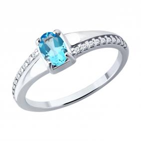 Серебряное кольцо SOKOLOV 92014882 с топазом и фианитом 92014882 фото