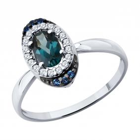 Серебряное кольцо SOKOLOV 92014904 с фианитом и Лондон топазом 92014904 фото