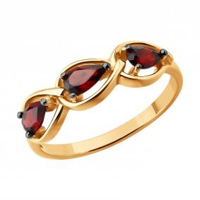 Кольцо из золочёного серебра SOKOLOV 92014906 с гранатом 92014906 фото