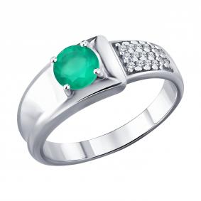 Серебряное кольцо SOKOLOV 92014947 с фианитом и агатом 92014947 фото