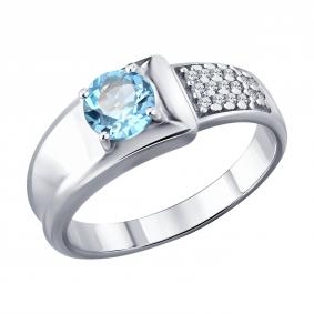 Серебряное кольцо SOKOLOV 92014949 с топазом и фианитом 92014949 фото