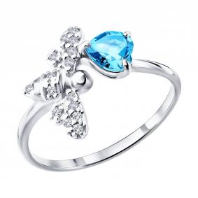 Серебряное кольцо SOKOLOV 92014988 с топазом и фианитом 92014988 фото