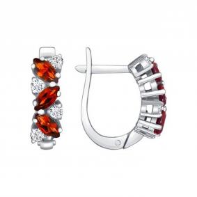 Серебряные серьги SOKOLOV 92020011 с фианитом и гранатом 92020011 фото