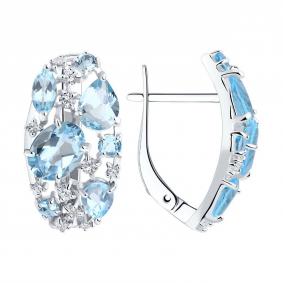 Серебряные серьги SOKOLOV 92020171-91 с топазом и фианитом 92020171-91 фото