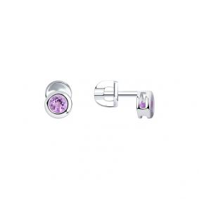 Серебряные серьги SOKOLOV 92021085 с аметистом 92021085 фото