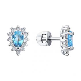 Серебряные серьги SOKOLOV 92021147 с топазом и фианитом 92021147 фото