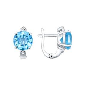Серебряные серьги SOKOLOV 92021157 с топазом и фианитом 92021157 фото