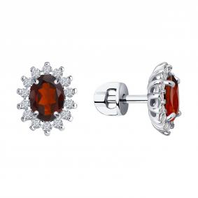 Серебряные серьги SOKOLOV 92021170 с фианитом и гранатом 92021170 фото