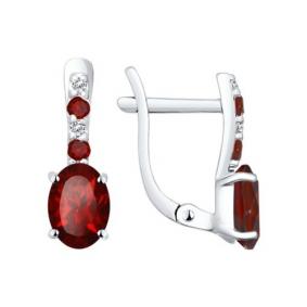 Серебряные серьги SOKOLOV 92021200 с фианитом и гранатом 92021200 фото