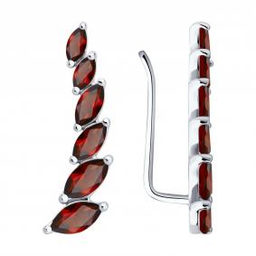 Серебряные серьги SOKOLOV 92021349-91 с гранатом 92021349-91 фото