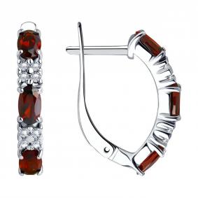 Серебряные серьги SOKOLOV 92021431-91 с фианитом и гранатом 92021431-91 фото