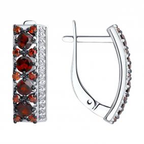 Серебряные серьги SOKOLOV 92021447-91 с фианитом и гранатом 92021447-91 фото