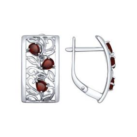 Серебряные серьги SOKOLOV 92021531 с гранатом 92021531 фото