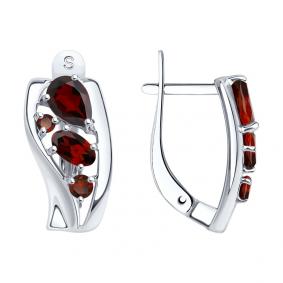 Серебряные серьги SOKOLOV 92021844 с гранатом 92021844 фото