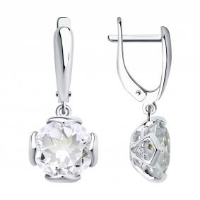 Серебряные серьги SOKOLOV 92022046-91 с фианитом и горным хрусталём 92022046-91 фото