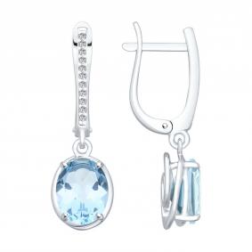 Серебряные серьги SOKOLOV 92022053-91 с топазом и фианитом 92022053-91 фото