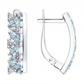 Серебряные серьги SOKOLOV 92022151-91 с топазом и фианитом 92022151-91 фото