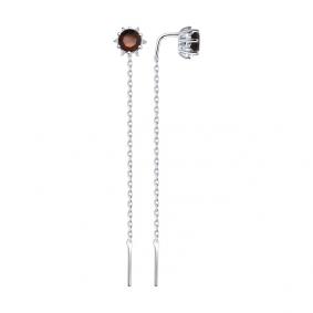 Серебряные серьги SOKOLOV 92022159 с фианитом и гранатом 92022159 фото