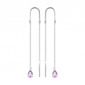 Серебряные серьги SOKOLOV 92022188-91 с аметистом 92022188-91 фото