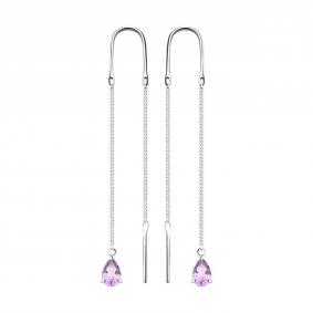 Серебряные серьги SOKOLOV 92022188 с аметистом 92022188 фото