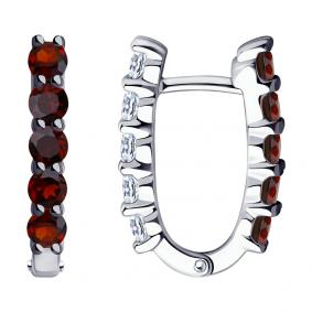 Серебряные серьги-трансформеры SOKOLOV с гранатом и фианитом 92022236 92022236 фото