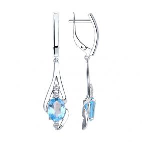 Серебряные серьги SOKOLOV 92022252 с топазом и фианитом 92022252 фото