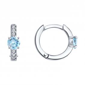 Серебряные серьги SOKOLOV 92022416 с топазом и фианитом 92022416 фото