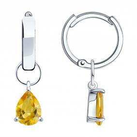 Серебряные серьги-трансформеры SOKOLOV с цитрином 92022546 92022546 фото