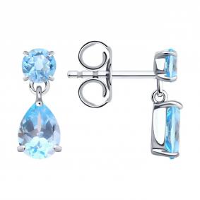 Серебряные серьги SOKOLOV 92022556-91 с топазом 92022556-91 фото