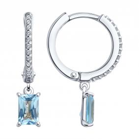Серебряные серьги SOKOLOV 92022742-91 с топазом и фианитом 92022742-91 фото