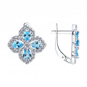 Серебряные серьги SOKOLOV 92022800-91 с топазом и фианитом 92022800-91 фото