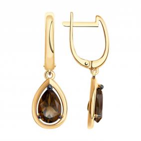 Серьги из золочёного серебра SOKOLOV 92022806-91 с раухтопазом 92022806-91 фото