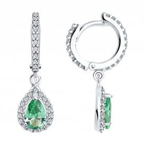 Серебряные серьги SOKOLOV 92022811-91 с фианитом и ситаллом 92022811-91 фото