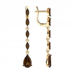 Серьги из золочёного серебра SOKOLOV 92022833-91 с раухтопазом 92022833-91 фото