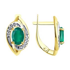 Серьги из лимонного серебра SOKOLOV 92022862 с фианитом и агатом 92022862 фото