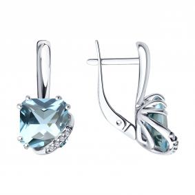 Серебряные серьги SOKOLOV 92022915-91 с топазом и фианитом 92022915-91 фото