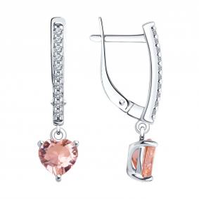 Серебряные серьги SOKOLOV с ситаллом цвета Морганит и фианитом 92022923-91 92022923-91 фото