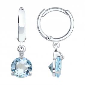 Серебряные серьги SOKOLOV 92022929-91 с топазом и фианитом 92022929-91 фото