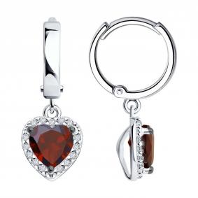 Серебряные серьги SOKOLOV 92022932-91 с фианитом и гранатом 92022932-91 фото