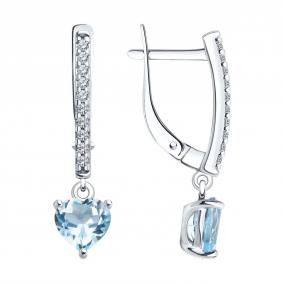 Серебряные серьги SOKOLOV 92022945-91 с топазом и фианитом 92022945-91 фото