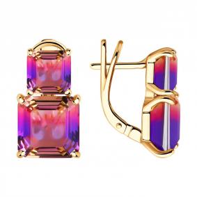 Серьги из золочёного серебра SOKOLOV 92022948 с ситаллом 92022948 фото