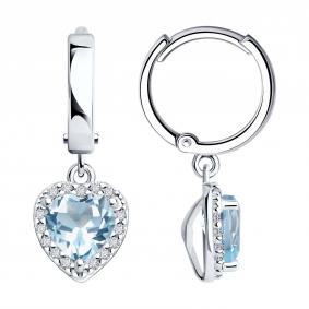 Серебряные серьги SOKOLOV 92022964-91 с топазом и фианитом 92022964-91 фото