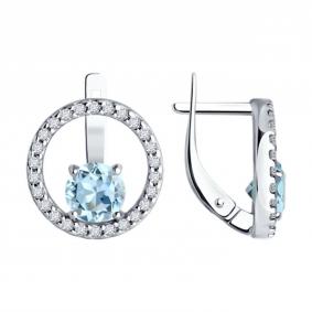 Серебряные серьги SOKOLOV 92023005-91 с топазом и фианитом 92023005-91 фото
