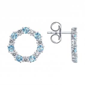 Серебряные серьги SOKOLOV 92023019-91 с топазом и фианитом 92023019-91 фото