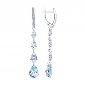 Серебряные серьги SOKOLOV 92023020-91 с топазом и фианитом 92023020-91 фото